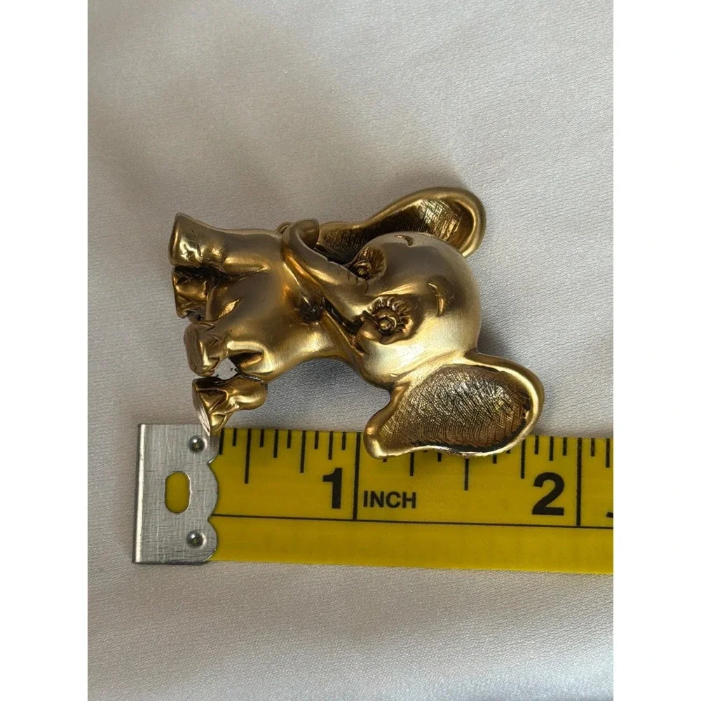 Vintage JJ Jonette Jewelry Gold Tone Elephant Brooch Pin Whimsical Animal